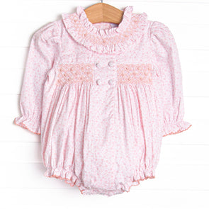 Bleu: Merritt Smocked Long Sleeve Bubble, Pink