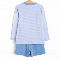 Blakely Pima Long Sleeve Short Set, Blue