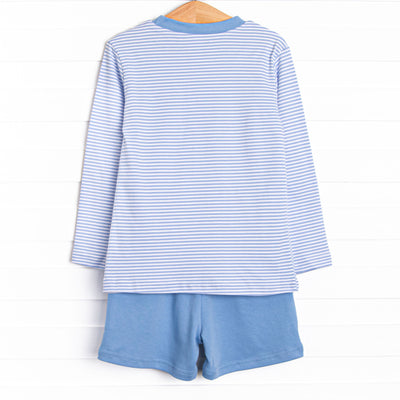Blakely Pima Long Sleeve Short Set, Blue