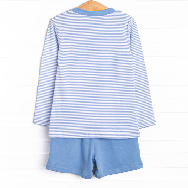 Blakely Pima Long Sleeve Short Set, Blue
