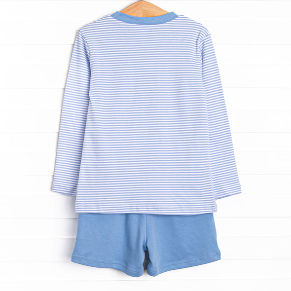 Blakely Pima Long Sleeve Short Set, Blue