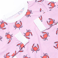 East Coast Crabs Bamboo Pajama Set, Pink