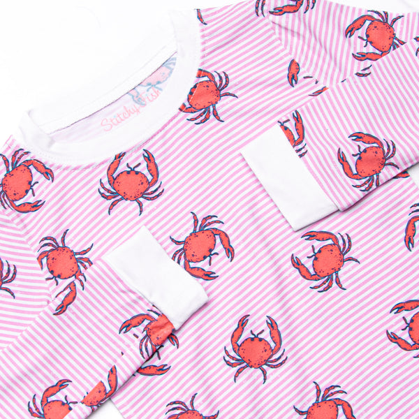 East Coast Crabs Bamboo Pajama Set, Pink
