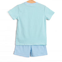 Evan Short Set, Light Blue and Mint Stripe