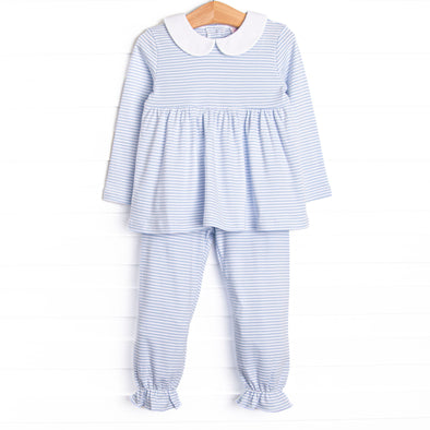 Stella Pima Pant Set, Light Blue Stripe