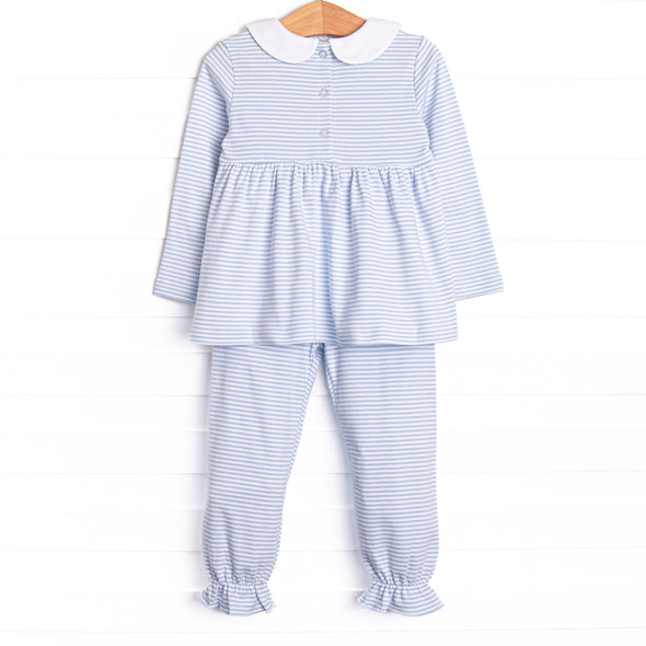 Stella Pima Pant Set, Light Blue Stripe