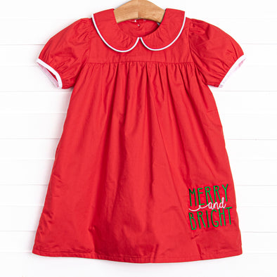 Merry and Bright Embroidered Dress, Red Stitchy Fish Merry and Bright Embroidered Dress, Red Stitchy Fish