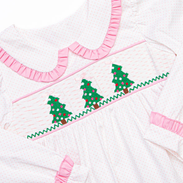 Dots and Decorations Smocked Ruffle Pant Set, Pink