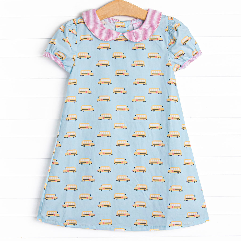 School Time Pickup Dress, Blue – Stitchy Fish