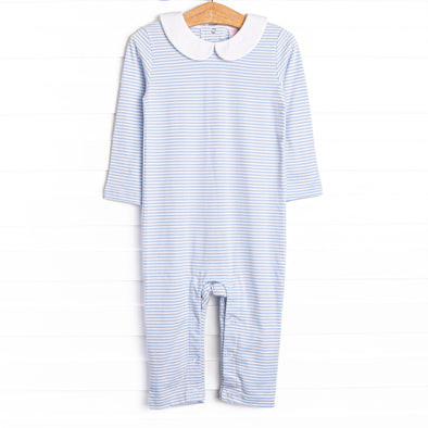 Carter Pima Romper, Light Blue Stripe