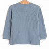 Bulldoze Builder Embroidered Waffle Knit Top, Blue