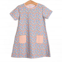Drenched in Dahlias Pocket Dress, Blue