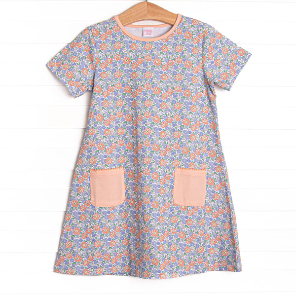 Drenched in Dahlias Pocket Dress, Blue