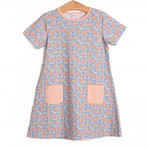 Drenched in Dahlias Pocket Dress, Blue