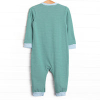 Luca Romper, Blue and Forest Green Stripe