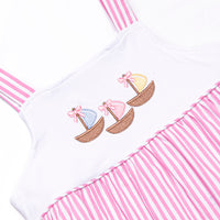 Ocean Adventure Embroidered Ruffle Short Set, Pink
