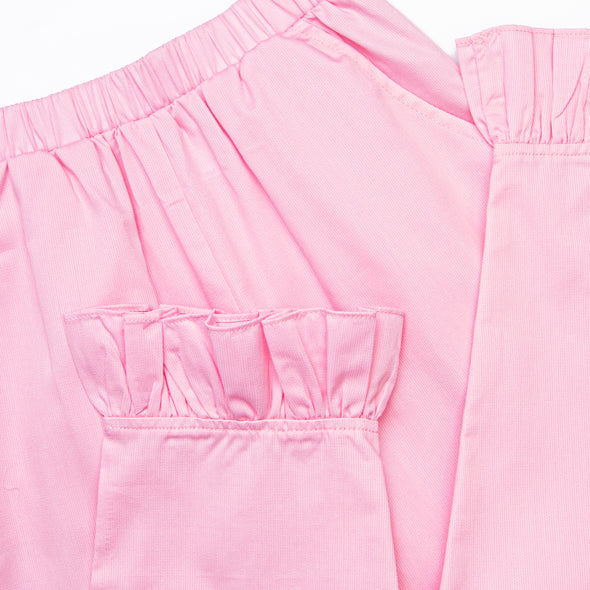 Dots and Decorations Smocked Ruffle Pant Set, Pink