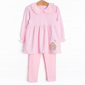 Holiday Hideaway Applique Legging Set, Pink