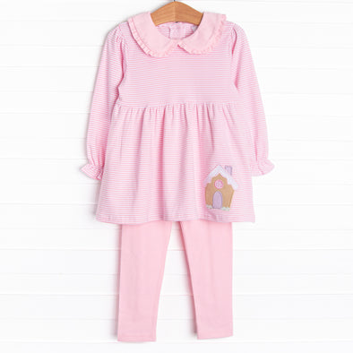 Holiday Hideaway Applique Legging Set, Pink