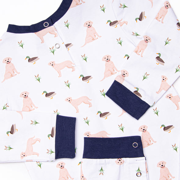Waddles and Wags Long Romper, Navy