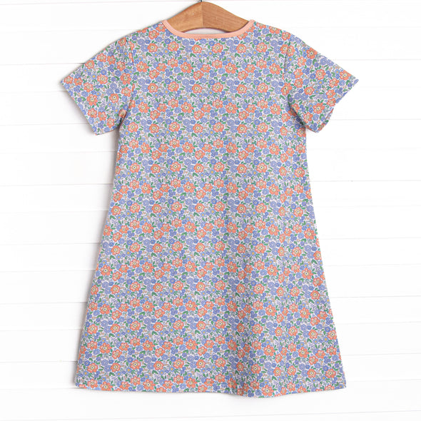 Drenched in Dahlias Pocket Dress, Blue