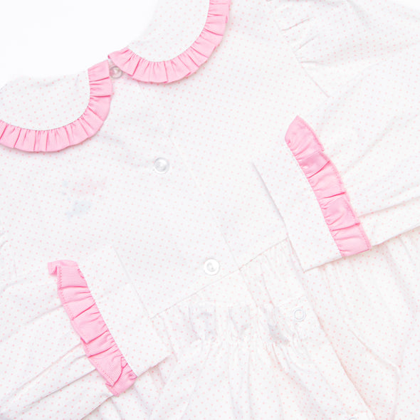 Dots and Decorations Smocked Romper, Pink