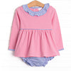Zoe Diaper Set, Periwinkle and Medium Pink Stripe