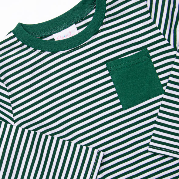 Evan Pant Set, Hunter Green Stripe