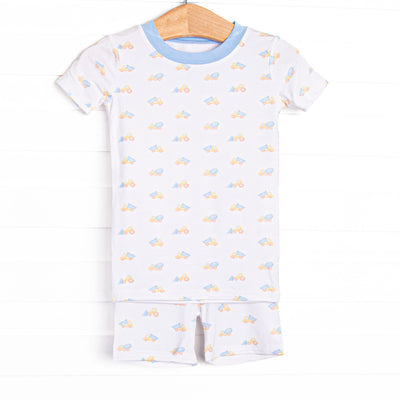 Construction Crew Bamboo Pajama Short Set, Blue