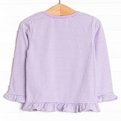 Horsin' Around Applique Ruffle Top, Purple Stripe
