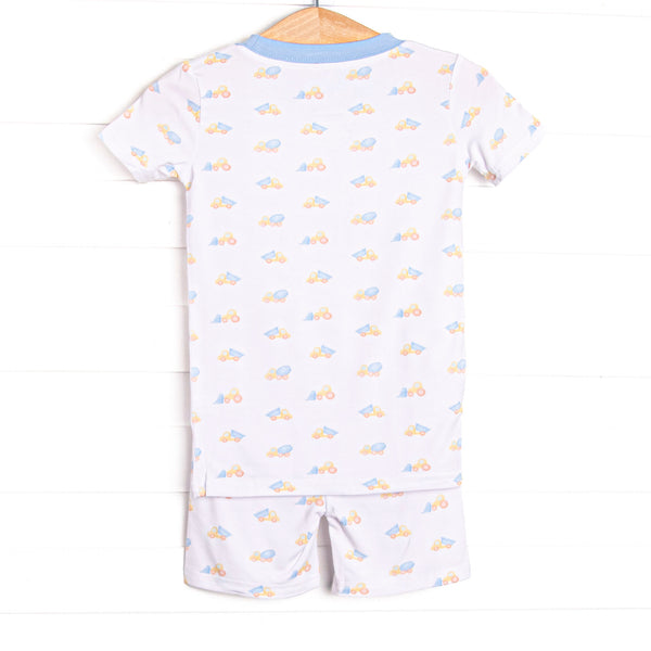 Construction Crew Bamboo Pajama Short Set, Blue
