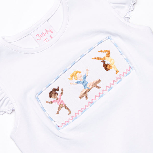 Rhythmic Routine Smocked Short Set, Blue