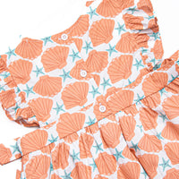 Seashore Shells Side Tie Dress, Orange