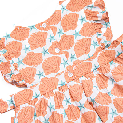 Seashore Shells Side Tie Dress, Orange