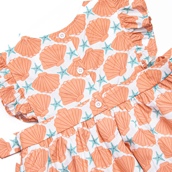 Seashore Shells Side Tie Dress, Orange