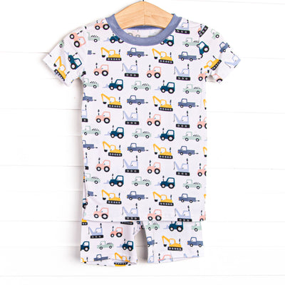 Road Work Rush Bamboo Pajama Short Set, Blue