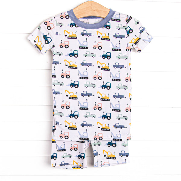 Road Work Rush Bamboo Pajama Short Set, Blue