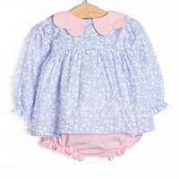 In the Moment Meadow Scalloped Collar Diaper Set, Blue