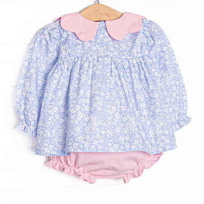 In the Moment Meadow Scalloped Collar Diaper Set, Blue