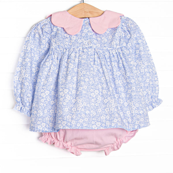 In the Moment Meadow Scalloped Collar Diaper Set, Blue