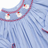 Christmas Claus Smocked Bishop Dress, Blue
