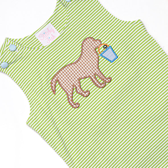 Sand Pail Pup Applique Diaper Set, Green