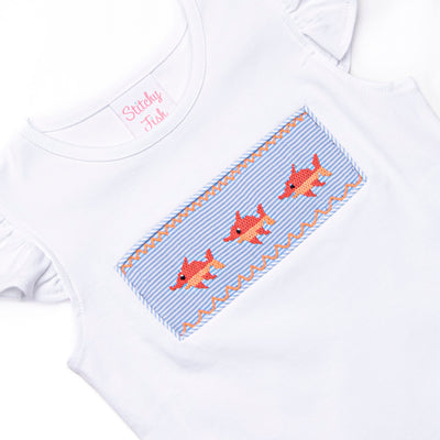 Marlin Marina Smocked Ruffle Short Set, Blue