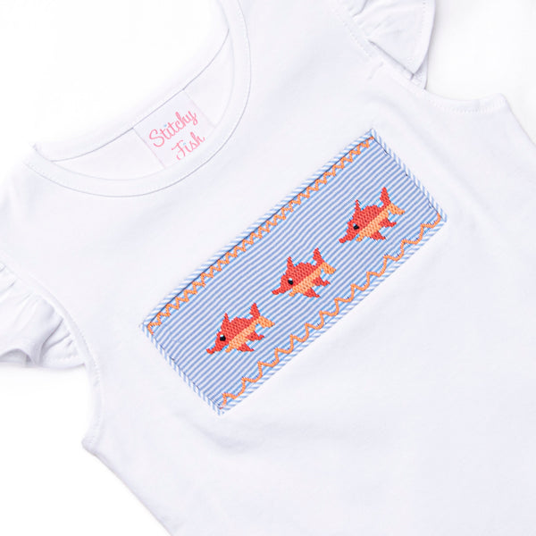 Marlin Marina Smocked Ruffle Short Set, Blue