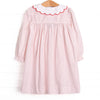 Bleu: Dottie Decor Smocked Long Sleeve Dress, Red