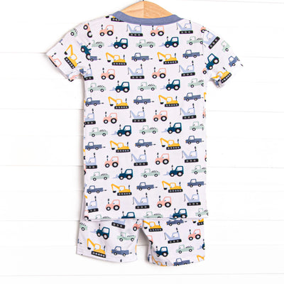Road Work Rush Bamboo Pajama Short Set, Blue