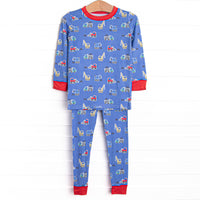 This set&nbsp;is made of the extremely soft, stretchy bamboo viscose fabric that feels like butter and features a construction print.