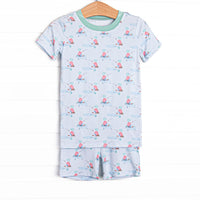  This set features extremely soft, stretchy bamboo viscose fabric that feels like butter and a fishing boat print. 