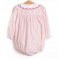 Bleu: Dottie Decor Smocked Long Sleeve Bubble, Red