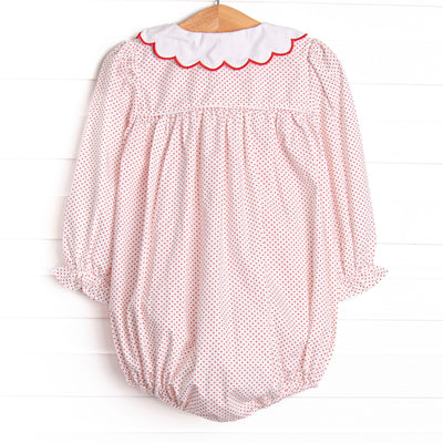 Bleu: Dottie Decor Smocked Long Sleeve Bubble, Red